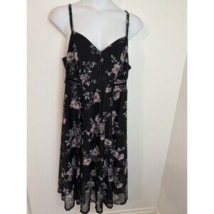 Torrid Dress Womens 2X Black Floral Whimsygoth Dark Romantic MIDI Sleeveless